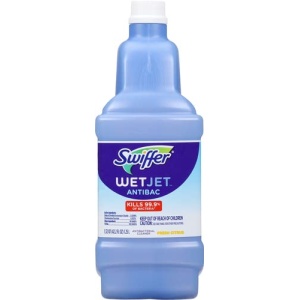 Swiffer WetJet Antibacterial Solution Refill for Floor Mopping and Cleaning, All Purpose Multi Surface Floor Cleaning Solution, Fresh Citrus Scent, 1.25 Liters