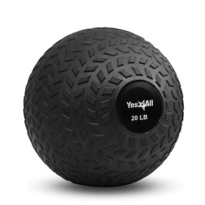 Yes4All Upgraded Fitness Slam Medicine Ball 20lbs for Exercise, Strength, Power Workout | Workout Ball | Weighted Ball | Exercise Ball | Black